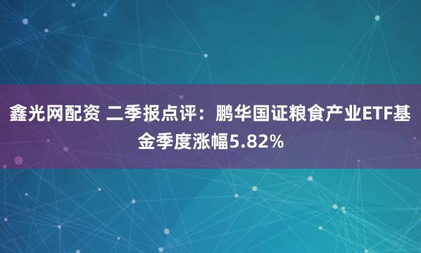 鑫光网配资 二季报点评：鹏华国证粮食产业ETF基金季度涨幅5.82%