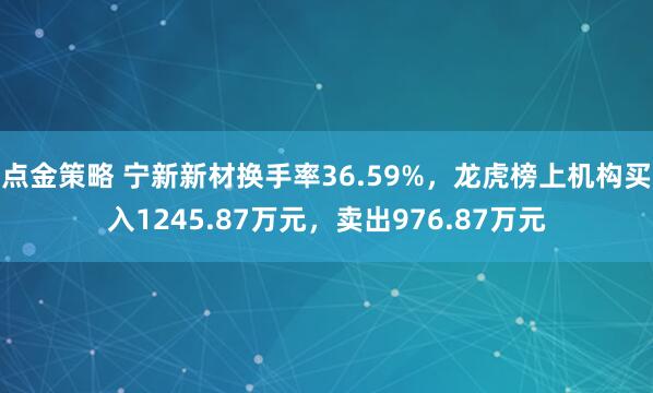 点金策略 宁新新材换手率36.59%，龙虎榜上机构买入1245.87万元，卖出976.87万元